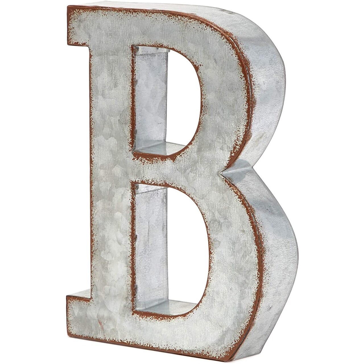 Letter B Decor, Galvanized Metal Sign (5.5 x 8 x 1.5 In)